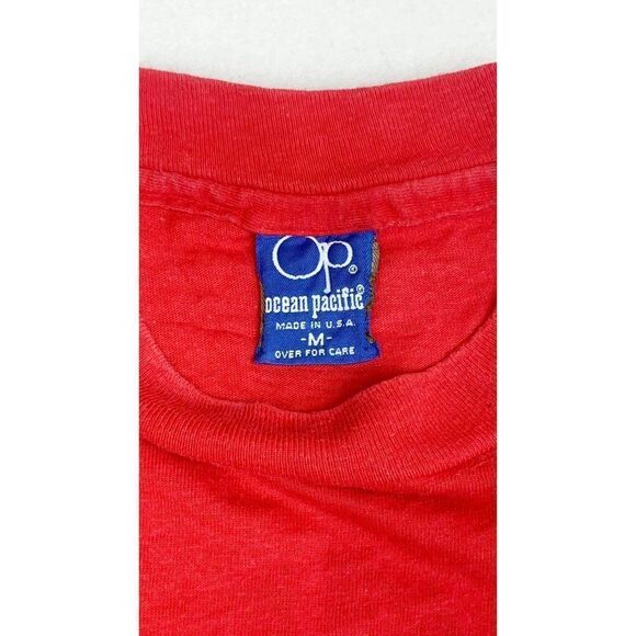 Vintage OP Ocean Pacific T-Shirt Red Medium Surf Beach Single Stitch - Picture 5 of 8